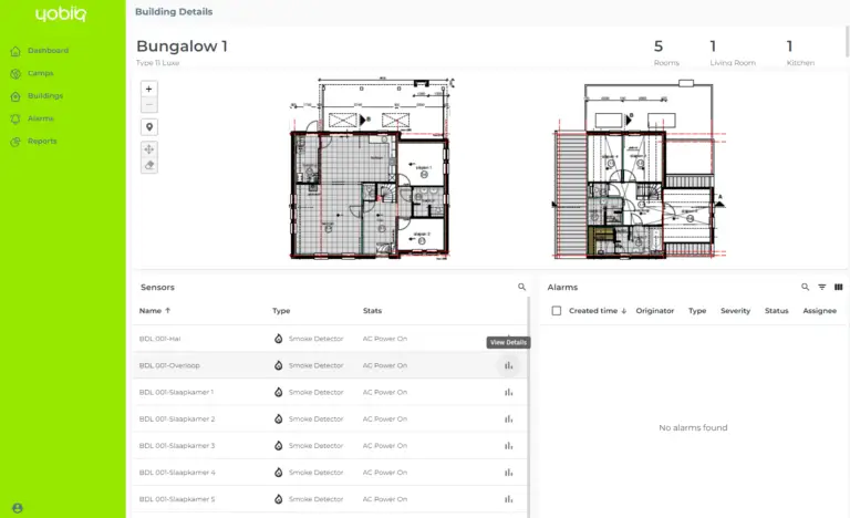 Overview of smoke detectors in YOBI Cloud