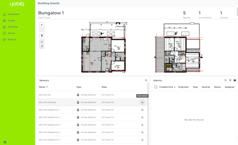 Overview of smoke detectors in YOBI Cloud